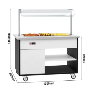 Bufetový pult s ohřevem - 1,3 x 0,8 m - 3x GN 1/1