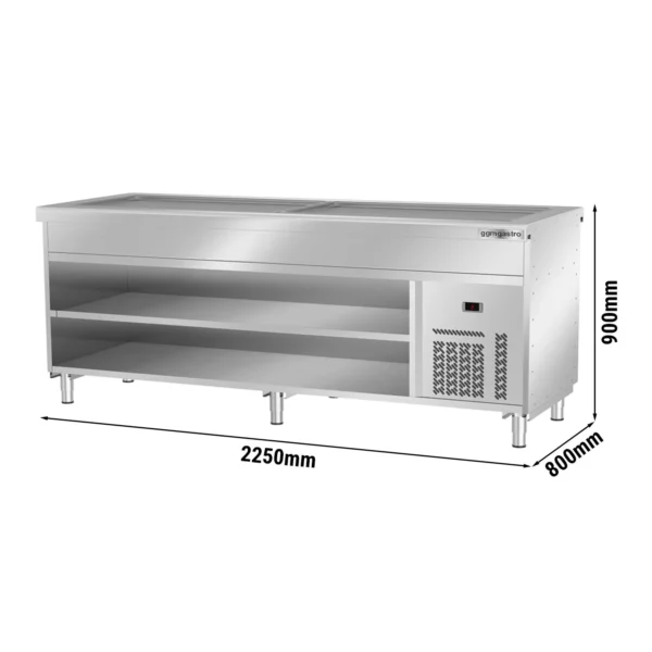 Bufetový pult studený KODAŇ - 2250mm - s chladící deskou - pro 6x GN 1/1 - nerez AISI 304