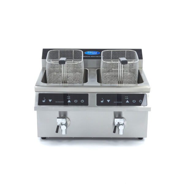 Indukční fritéza s kohoutkem – 2×8 l | Maxima 09371095 - Image 2