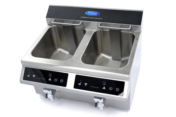 Indukční fritéza s kohoutkem – 2×8 l | Maxima 09371095 - Image 6
