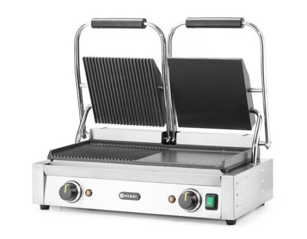 Dvojitý kontaktní gril, HENDI, napůl hladký, napůl drážkovaný, 230V/3600W, 575x430x(H)510mm - Image 2