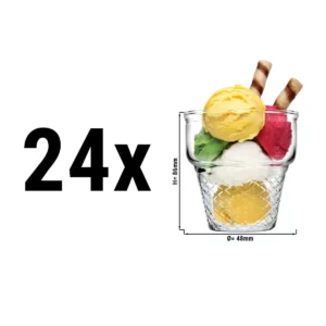 (24 kusů) Zmrzlinové sklenice Mini Cornet - 0,245 litru