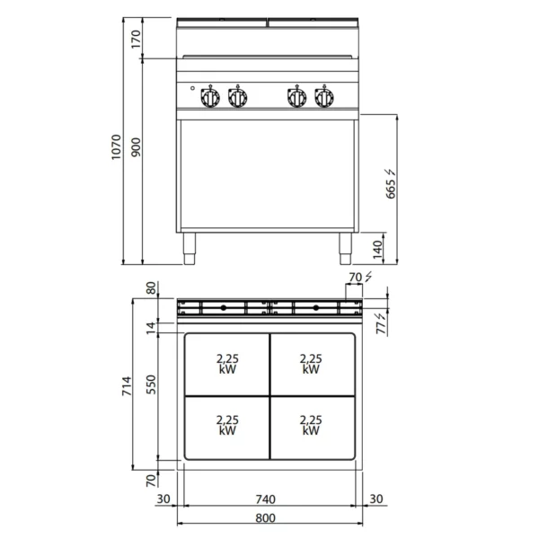 Elektrický sporák s varnou deskou - 9 kW - Image 6