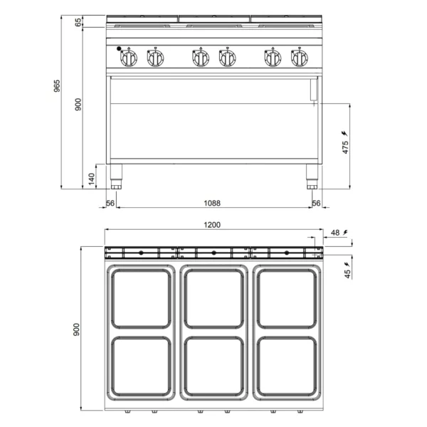 Elektrický sporák - 21 kW - 6 desek čtverečních - Image 6