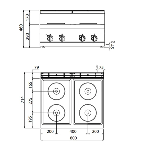 Elektrický sporák - 10,4 kW - 4 plotny kulaté - Image 2