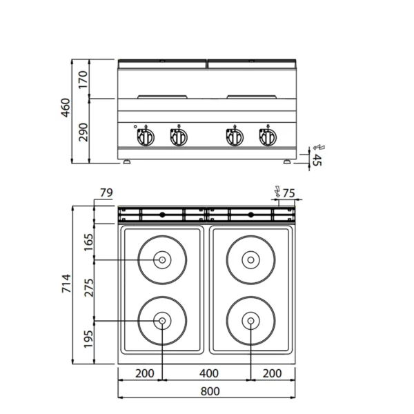 Elektrický sporák - 10,4 kW - 4 plotny kulaté - Image 2