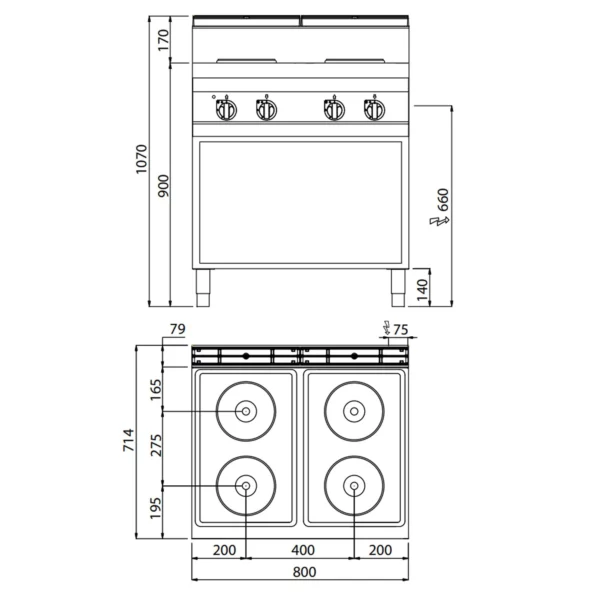 Elektrický sporák - 10,4 kW - 4 plotny kulaté - Image 3