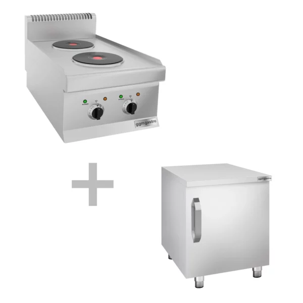 Elektrický sporák - 4 kW - 2 plotny kulaté - včetně podstavce s 1 dvířky - Image 5