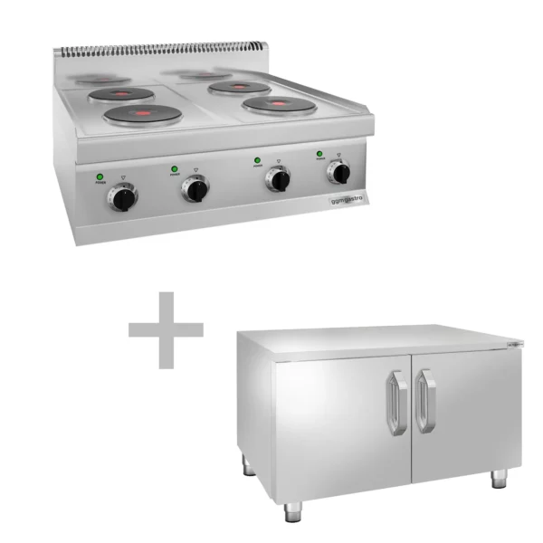Elektrický sporák - 8 kW - 4 plotny kulaté - včetně podstavce se 2 dvířky - Image 6