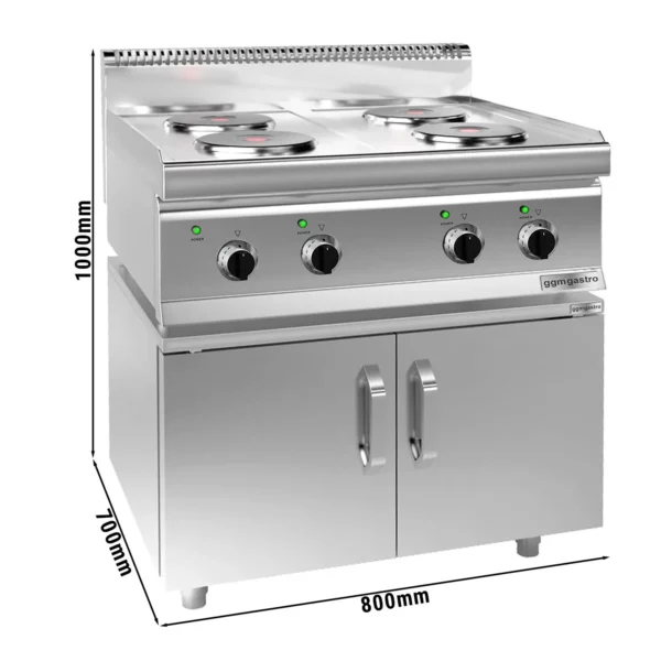 Elektrický sporák - 9,2 kW - 4 plotny kulaté - včetně podstavce se 2 dvířky - Image 6