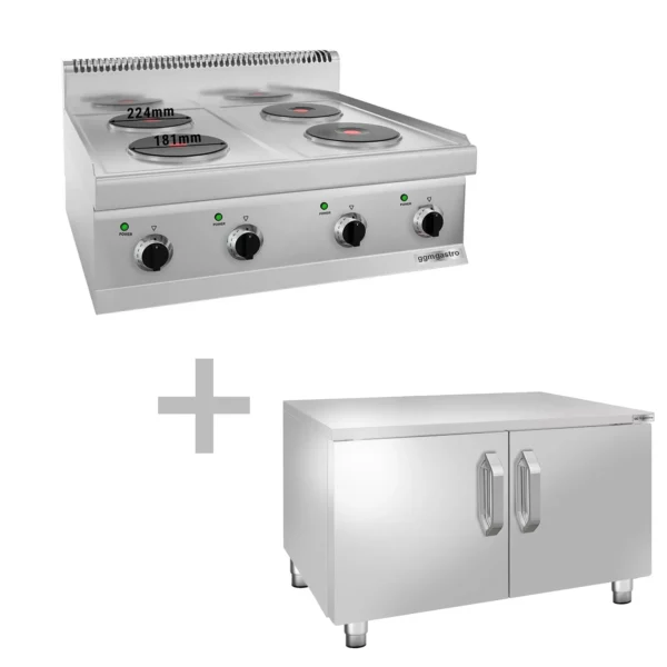 Elektrický sporák - 9,2 kW - 4 plotny kulaté - včetně podstavce se 2 dvířky - Image 5
