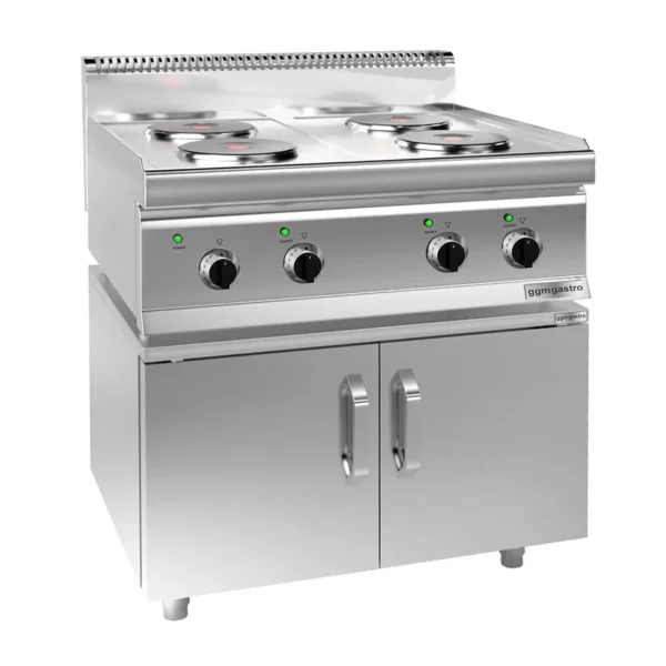 Elektrický sporák - 9,2 kW - 4 plotny kulaté - včetně podstavce se 2 dvířky