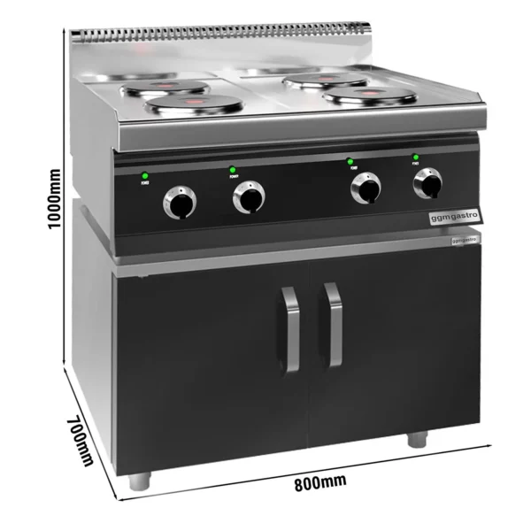 Elektrický sporák - 9,2 kW - 4 plotny kulaté - včetně podstavce se 2 dvířky - Image 6