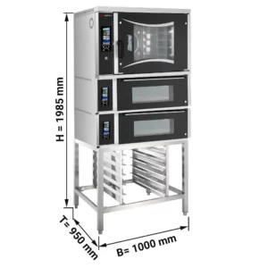 Pekařský kombinovaný konvektomat - dotykový - 6x EN 60x40 - včetně 2 pecí na pizzu a základního rámu