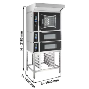 Pekařský kombinovaný konvektomat - dotykový - 6x EN 60x40 - včetně 2 pecí na pizzu, digestoře a základního rámu