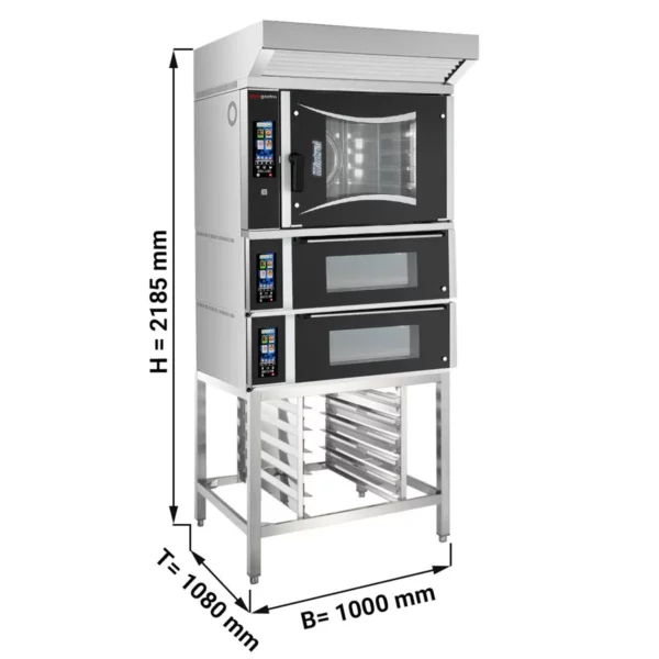 Pekařský kombinovaný konvektomat - dotykový - 6x EN 60x40 - včetně 2 pecí na pizzu, digestoře a základního rámu
