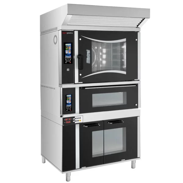 Pekařský kombinovaný konvektomat - dotykový - 6x EN 60x40 - včetně pece na pizzu, digestoře a kynutí - Image 3