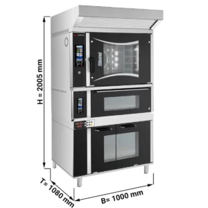 Pekařský kombinovaný konvektomat - dotykový - 6x EN 60x40 - včetně pece na pizzu, digestoře a kynutí