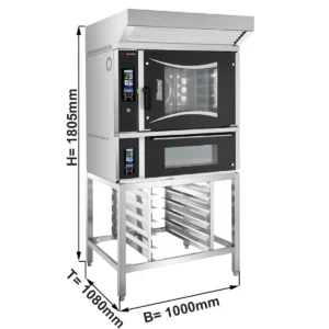 Pekařský kombinovaný konvektomat - dotykový - 6x EN 60x40 - včetně pece na pizzu, digestoře a základního rámu