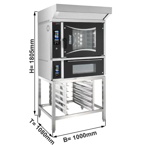 Pekařský kombinovaný konvektomat - dotykový - 6x EN 60x40 - včetně pece na pizzu, digestoře a základního rámu