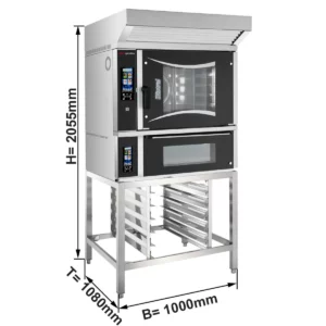 Pekařský kombinovaný konvektomat - dotykový - 6x EN 60x40 - včetně pece na pizzu, digestoře a základního rámu