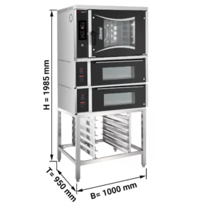 Pekařský kombinovaný konvektomat - digitální - 6x EN 60x40 - včetně 2 pecí na pizzu a základního rámu