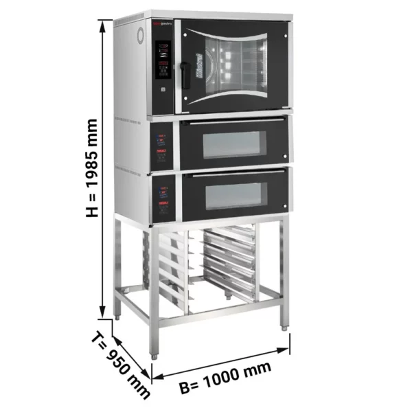 Pekařský kombinovaný konvektomat - digitální - 6x EN 60x40 - včetně 2 pecí na pizzu a základního rámu