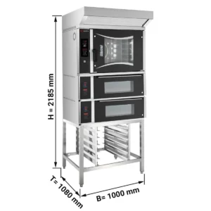 Pekařský kombinovaný konvektomat - digitální - 6x EN 60x40 - včetně 2 pecí na pizzu, digestoře a základního rámu