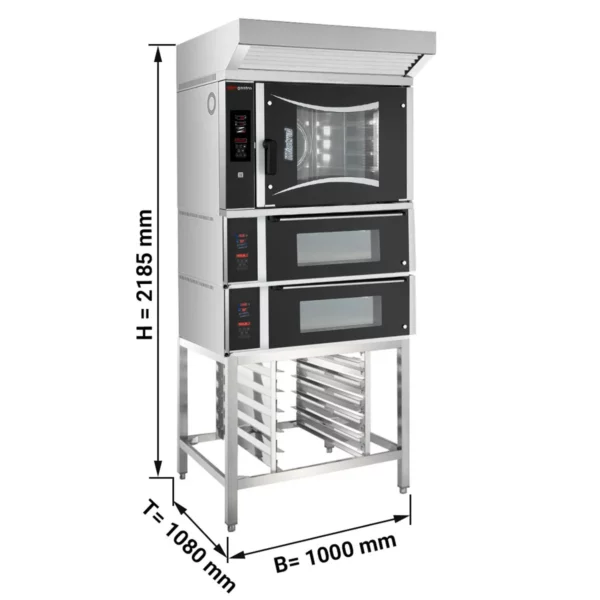 Pekařský kombinovaný konvektomat - digitální - 6x EN 60x40 - včetně 2 pecí na pizzu, digestoře a základního rámu