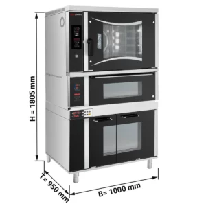 Pekárenský kombinovaný konvektomat - Digitální - 6x EN 60x40 - včetně pece na pizzu, podstavce a skříňky na kynutí