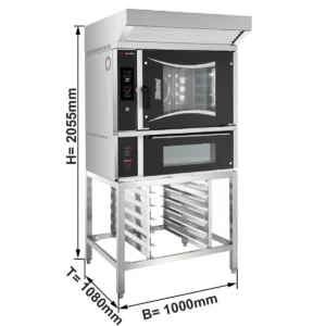 Pekárenská elektrická horkovzdušná trouba - digitální - 6x EN 60x40 - včetně pece na pizzu a základního rámu