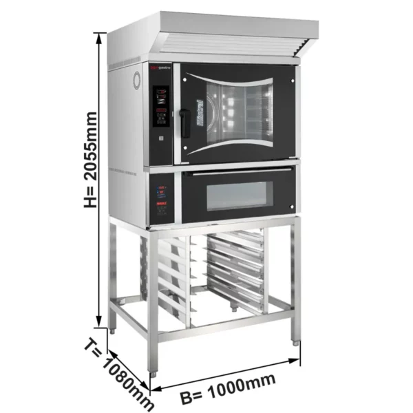 Pekárenská elektrická horkovzdušná trouba - digitální - 6x EN 60x40 - včetně pece na pizzu a základního rámu