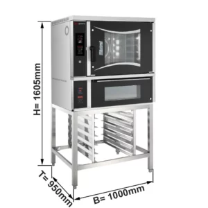Pekárenská elektrická horkovzdušná trouba - digitální - 6x EN 60x40 - včetně pece na pizzu a základního rámu