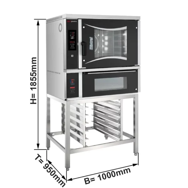 Pekárenská elektrická horkovzdušná trouba - digitální - 6x EN 60x40 - včetně pece na pizzu a základního rámu