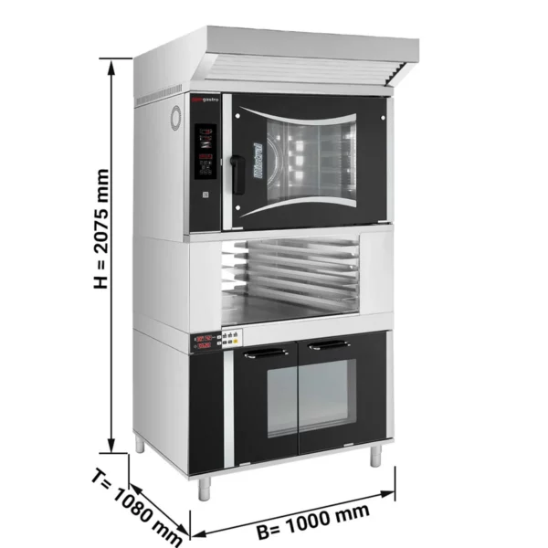 Pekařský kombinovaný konvektomat - Digitální - 6x EN 60x40 - včetně digestoře, kynutí a stojanu