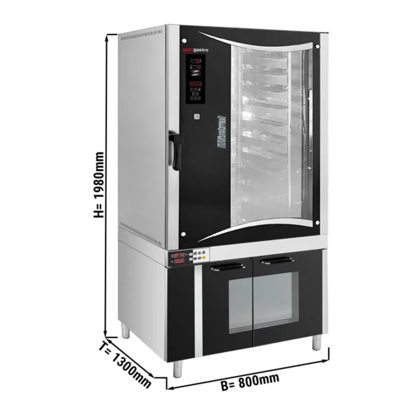 Pekařský kombinovaný konvektomat - Digitální - 10x EN 80x40 - včetně kysovací skříňky