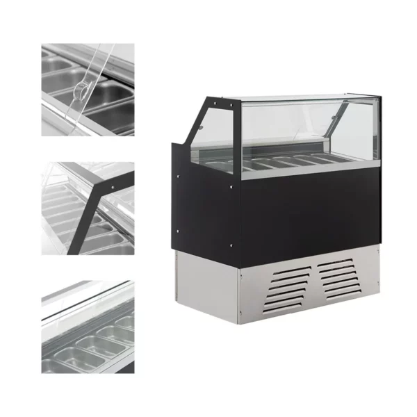 Zmrzlinový pult EMMA - 1190 mm - cirkulující vzduch - pro 6x 5 litrové nebo 4x 7 litrové nádoby na zmrzlinu - černý - Image 7