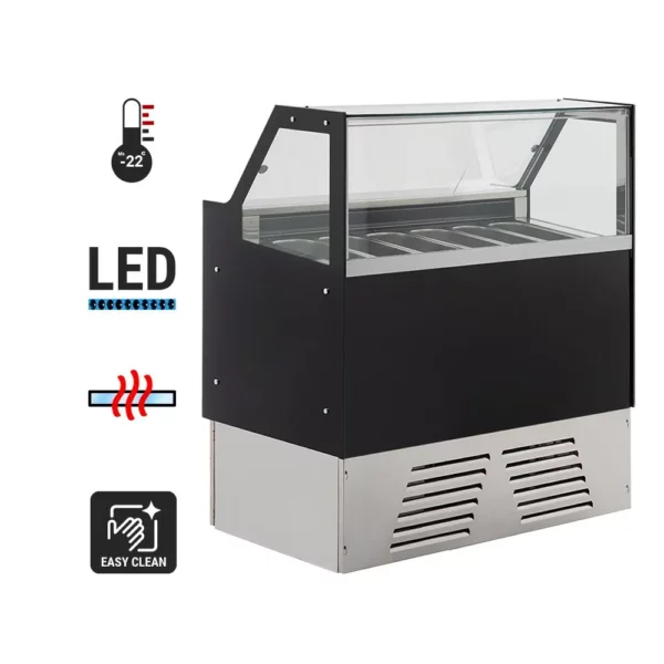 Zmrzlinový pult EMMA - 1190 mm - cirkulující vzduch - pro 6x 5 litrové nebo 4x 7 litrové nádoby na zmrzlinu - černý - Image 8