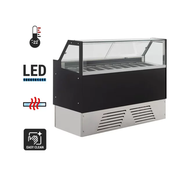 Zmrzlinový pult EMMA - 1710 mm - cirkulující vzduch - pro 9x 5 litrové nebo 6x 7 litrové nádoby na zmrzlinu - černý - Image 9