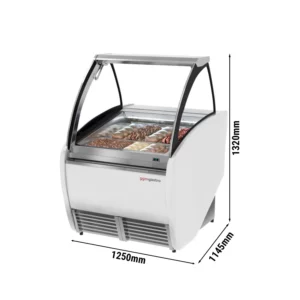 Zmrzlinový pult LEO - 1330 mm - cirkulující vzduch - pro 10x 5 litrové nádoby na zmrzlinu - bílý