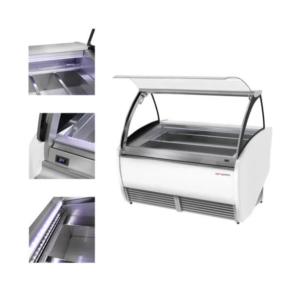 Zmrzlinový pult LEO - 1640 mm - cirkulující vzduch - pro 16x 5 litrové nádoby na zmrzlinu - bílý - Image 9