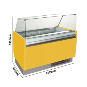 Zmrzlinový pult - Liam - 1310mm - s LED osvětlením - na 10 + 10 nádob - žlutý