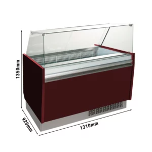 Zmrzlinový pult - Liam - 1310mm - s LED osvětlením - na 10 + 10 nádob - granátová červená