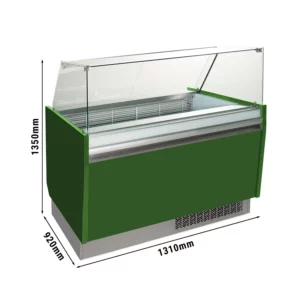 Zmrzlinový pult LIAM - 1310mm - statický - pro 10+10x 5 litrové nádoby na zmrzlinu - zelený