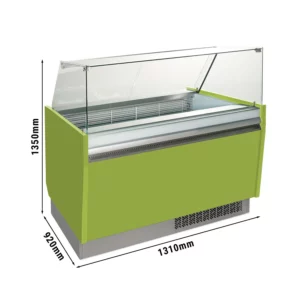Zmrzlinový pult - Liam - 1310mm - s LED osvětlením - na 10 + 10 nádob - světle zelený