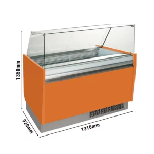 Zmrzlinový pult - Liam - 1310mm - s LED osvětlením - na 10 + 10 nádob - oranžový