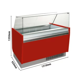 Zmrzlinový pult - Liam - 1310mm - s LED osvětlením - na 10 + 10 nádob - červený