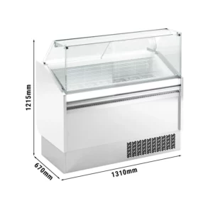 Zmrzlinový pult LEVI - 1310mm - statický - pro 7+7x 5 litrové nádoby na zmrzlinu - bílý