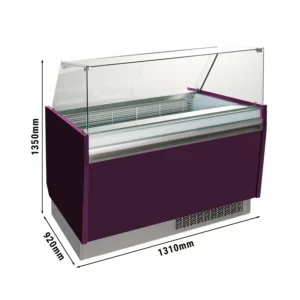 Zmrzlinový pult - Liam - 1310mm - s LED osvětlením - na 10 + 10 nádob - fialový