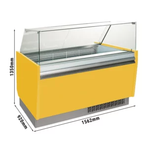 Zmrzlinový pult LIAM - 1560mm - statický - pro 13+13x 5 litrové nádoby na zmrzlinu - žlutý